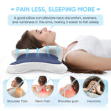 Oreiller cervical papillon bleu foncé, mousse à mémoire, avec personne allongée
