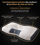Oreiller cervical blanc texturé avec partition de soutien et insert gris foncé