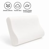 Oreiller cervical blanc en mousse à mémoire de forme, face lisse et arrondie