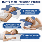 Oreiller cervical ergonomique pour sommeil sur le dos, le côté et le ventre.