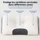 Oreiller cervical blanc avec insert gris foncé et bords latéraux foncés