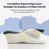 Oreiller cervical en forme de papillon, sommet gris foncé et base blanche texturée