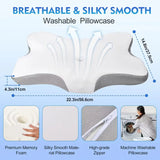 Taie d’oreiller lavable blanche pour oreiller cervical Velmora, surface lisse type satin