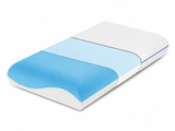 Oreiller cervical ergonomique Elysera, mousse à mémoire, bleu et blanc