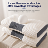 Oreiller cervical blanc texturé avec deux niveaux de soutien, insert gris foncé