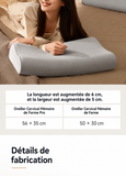 Oreiller cervical à mémoire de forme, housse claire, maintient la tête et le cou