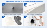 Oreiller cervical : housse amovible, déhoussage et lavage en machine