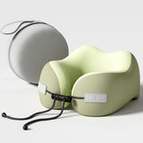 Oreiller ergonomique de voyage en mousse à mémoire vert avec sangle et cordon