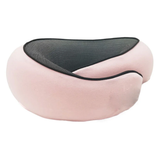 Oreiller de voyage rose, coussin en forme de U avec liseré noir texturé