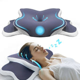 Oreiller cervical papillon bleu nuit, mousse à mémoire, contours lumineux