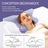 Oreiller cervical en forme papillon bleu clair, soutien de la nuque sur lit blanc
