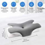 Oreiller cervical ergonomique gris en forme papillon, soutien du cou et des épaules