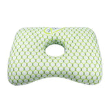 Oreiller ergonomique vert à motif, ouverture circulaire pour l’oreille
